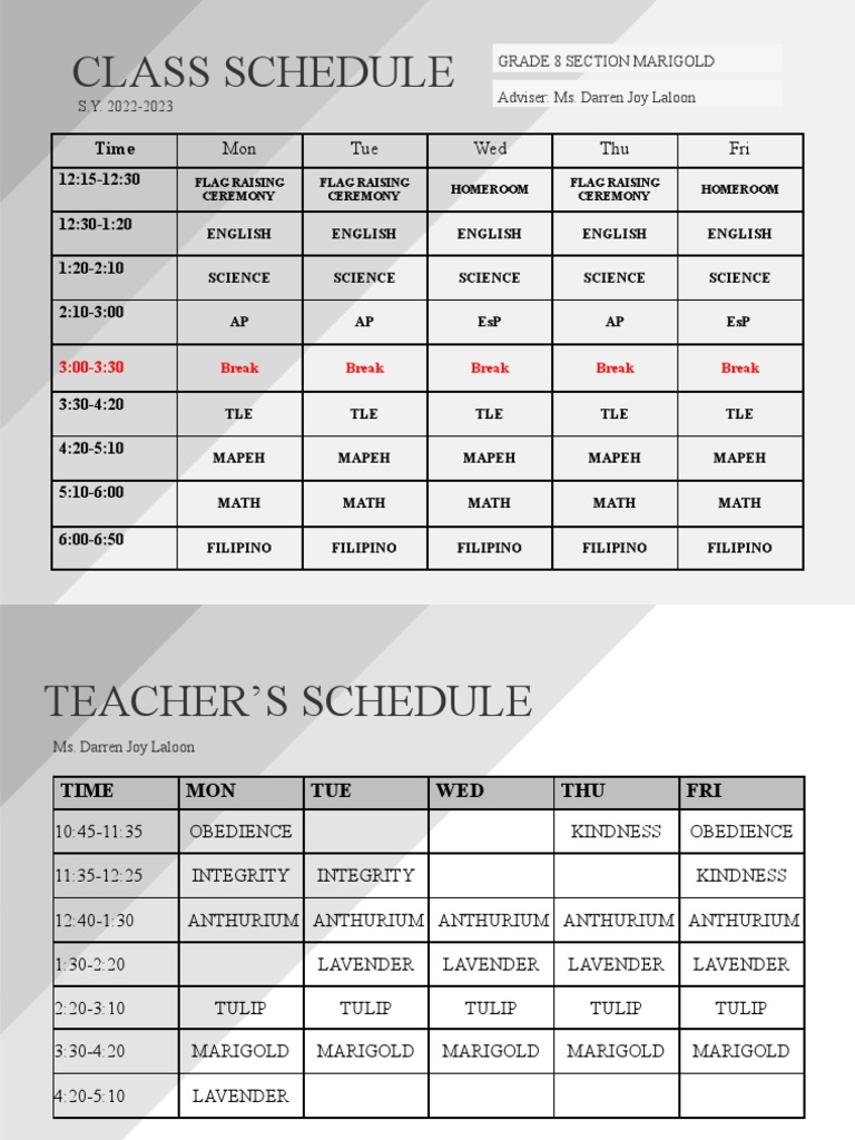 Class Schedule PDF