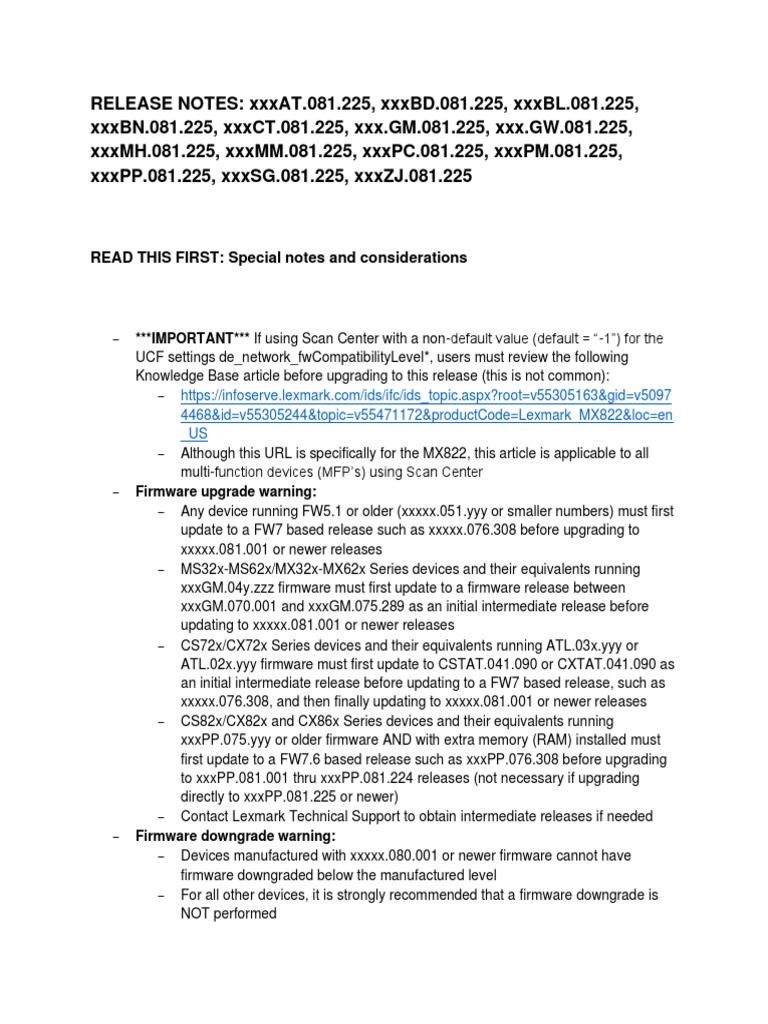 FW8.1.225 Release Notes | PDF | Booting | World Wide Web