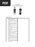 The Crucible Character Analysis Worksheet