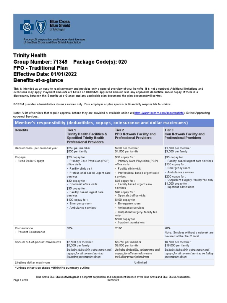 Trinity Health 020 Traditional Ppo Plan 10202021 PDF Vaccines