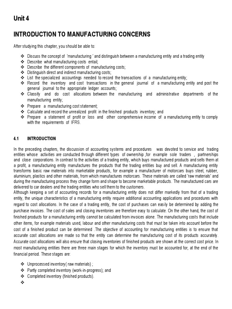 Manufacturing Accounts (Study Guide) | PDF | Debits And Credits | Cost