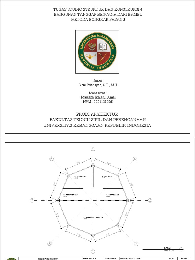Gambar Kerja Bangunan Bongkar Pasang Dari Bambu | PDF