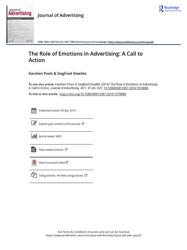 The Role of Emotions in Advertising A Call To Action | PDF | Emotions ...