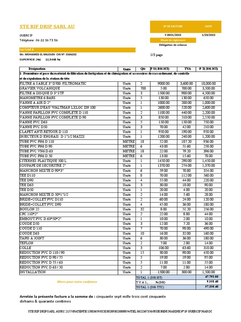 facture-ste-rif-drip-sarl-2023-pdf-plomberie-g-nie-du-b-timent