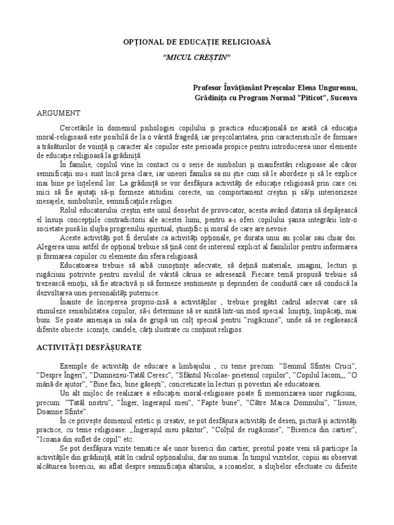 Optional Ed. Religioasa | PDF
