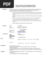 CIS 2109 - Database and File Management Systems Department of Computer and Information Sciences