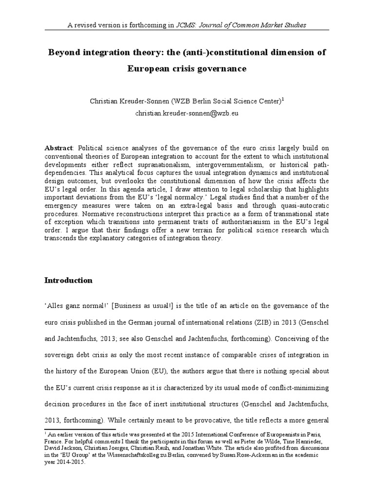 Beyond Integration Theory The Anti Const | PDF | European Central Bank ...