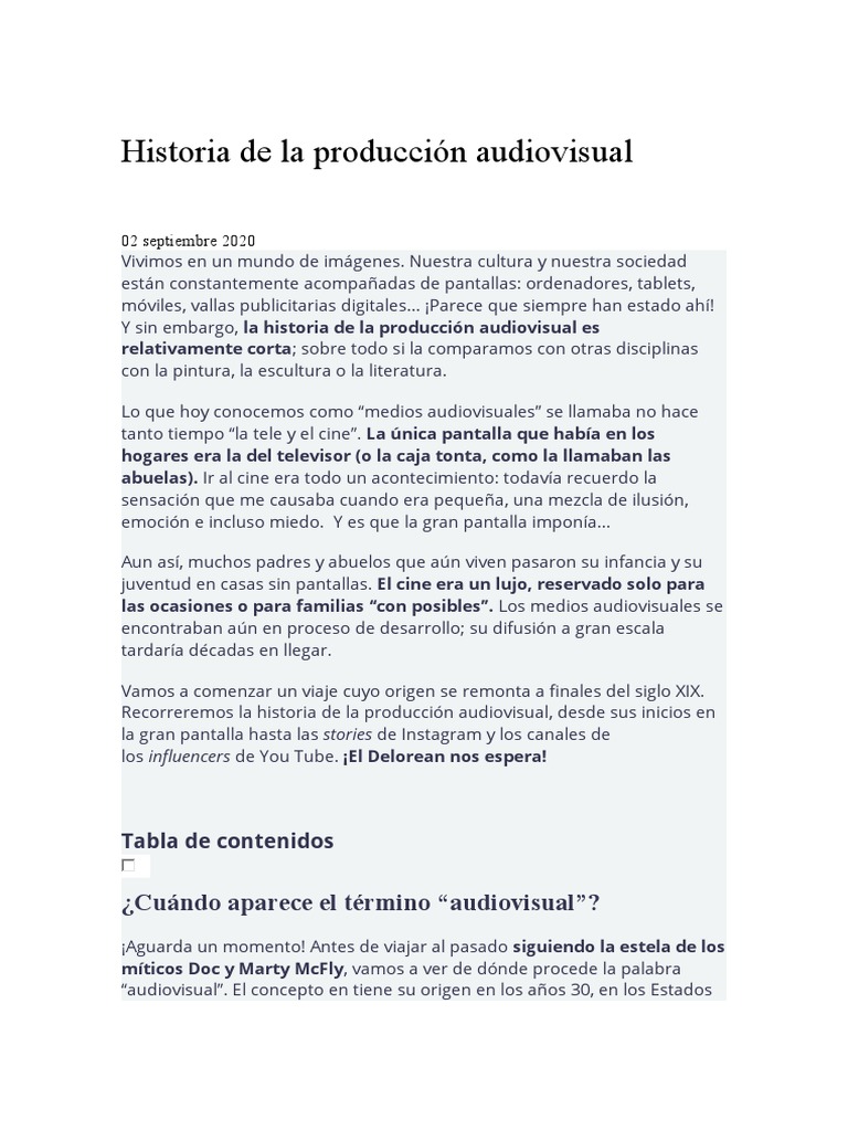 Historia de la producción audiovisual | PDF | Televisión