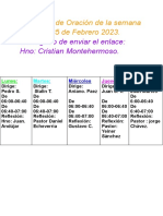 Programa de Oración de La Semana Del 20 Al 25 Febrero 2023