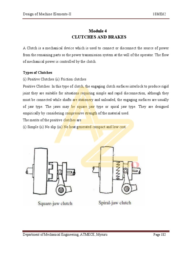 Clutches and Brakes Department of Mechanical Engineering, ATMECE