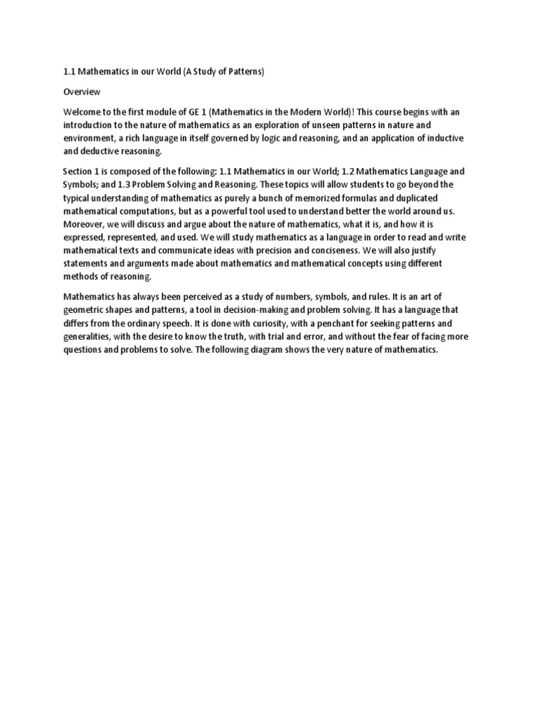 Mathematics as Patterns in Nature | PDF | Mathematics | Reason