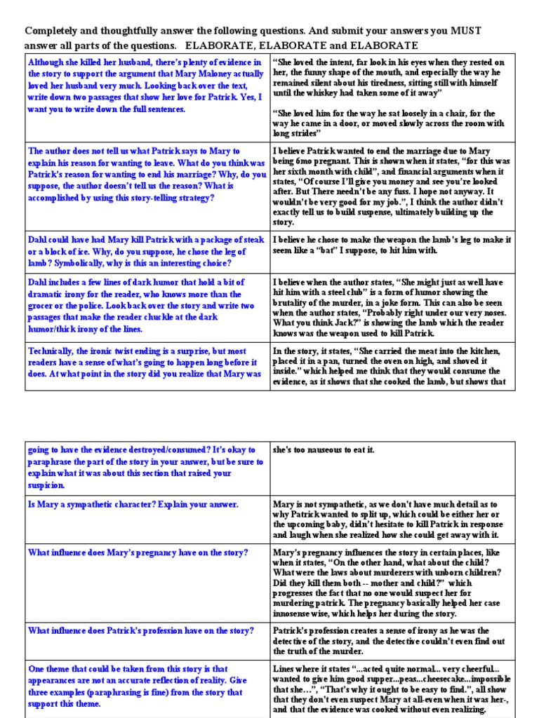 Lamb To The Slaughter Questions PDF