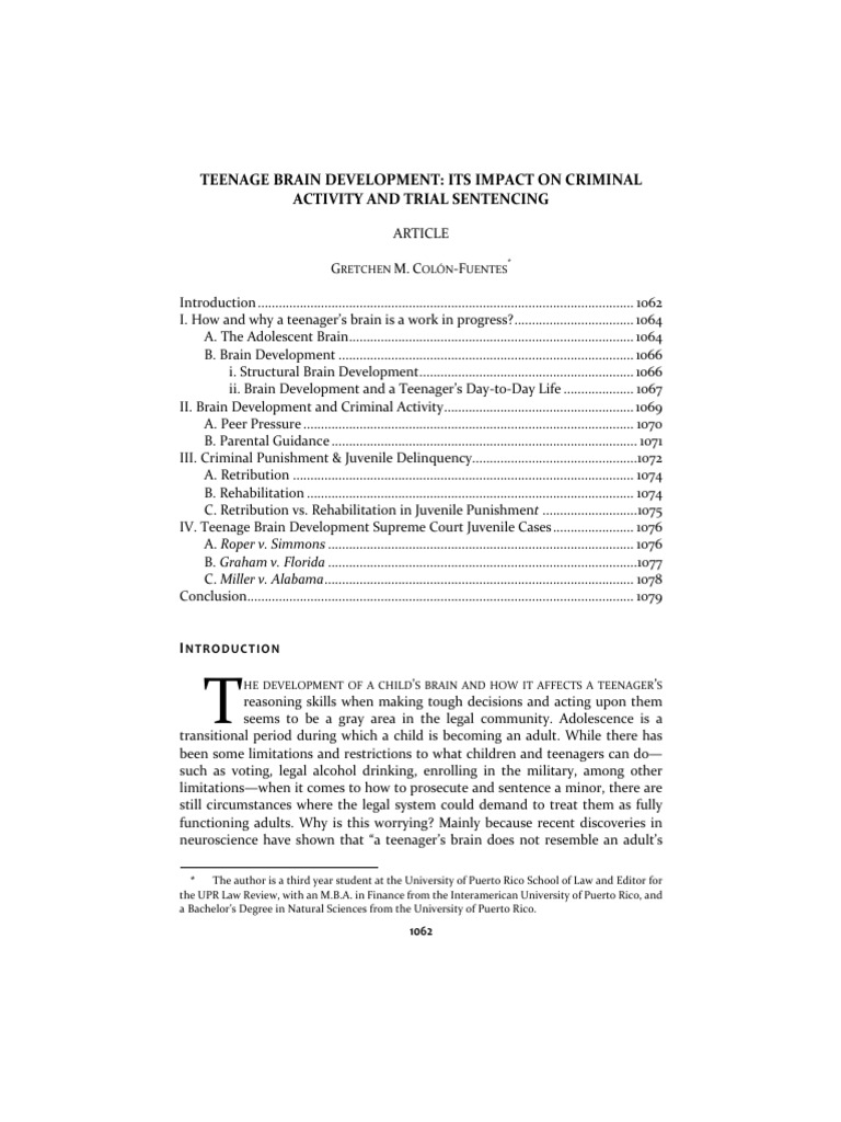 Teenage Brain Development Its Impact On Criminal Activity And Trial