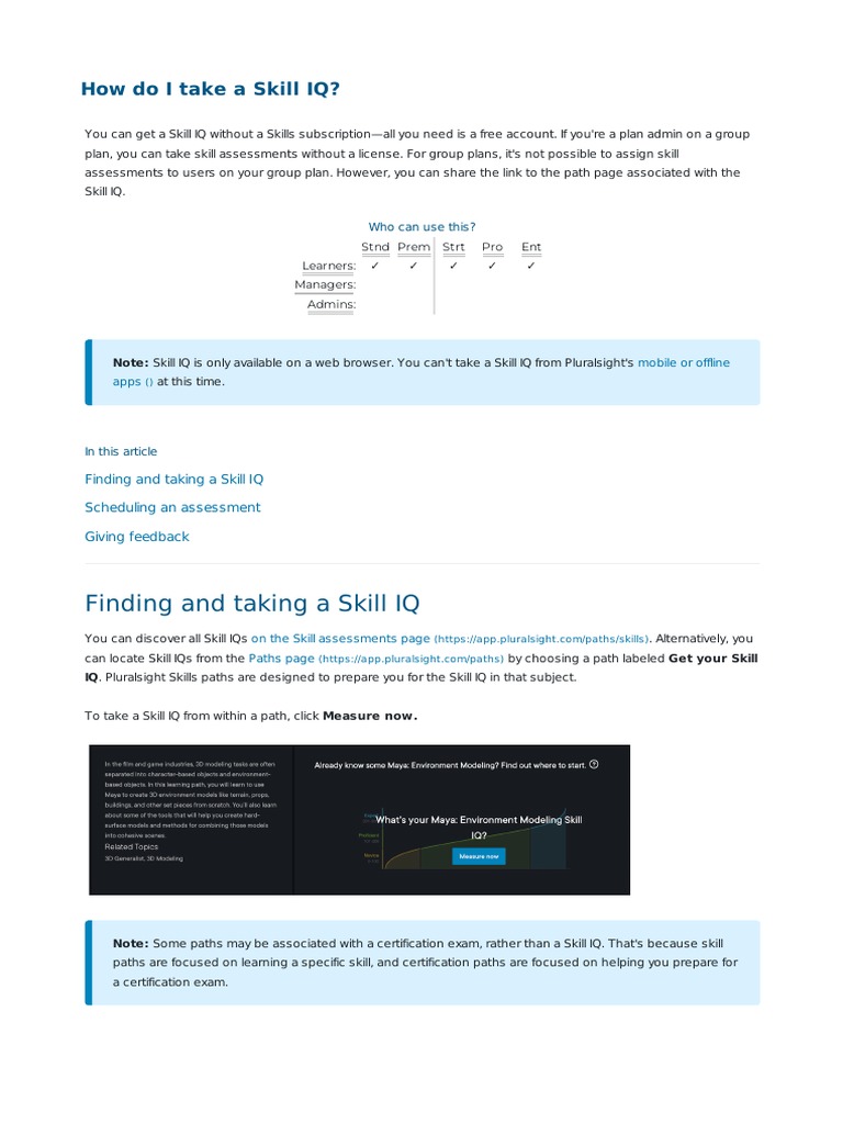 Taking a Skill IQ Assessment Guide | PDF