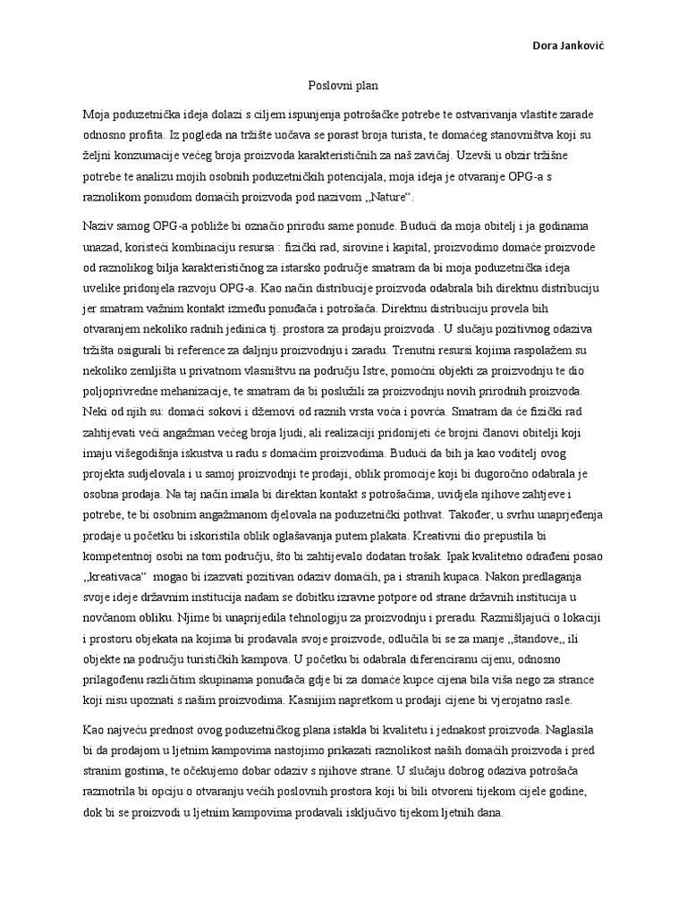 Poslovni Plan | PDF