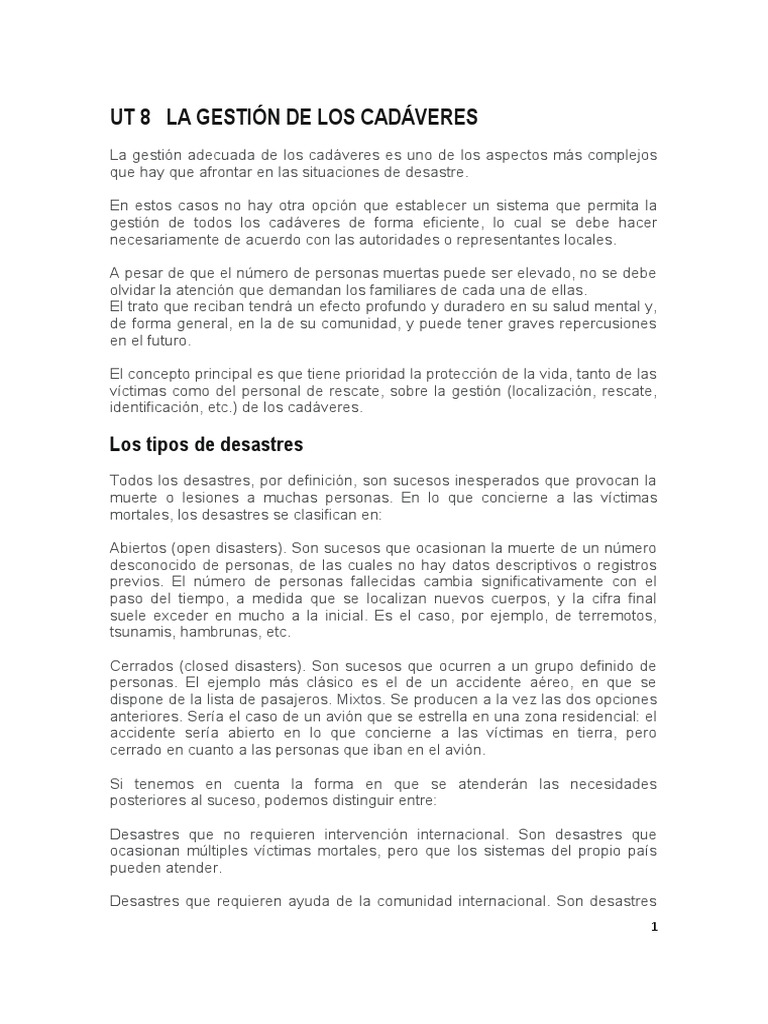 Ut8 Gestion Cadaveres | PDF | Cadáver | Muerte