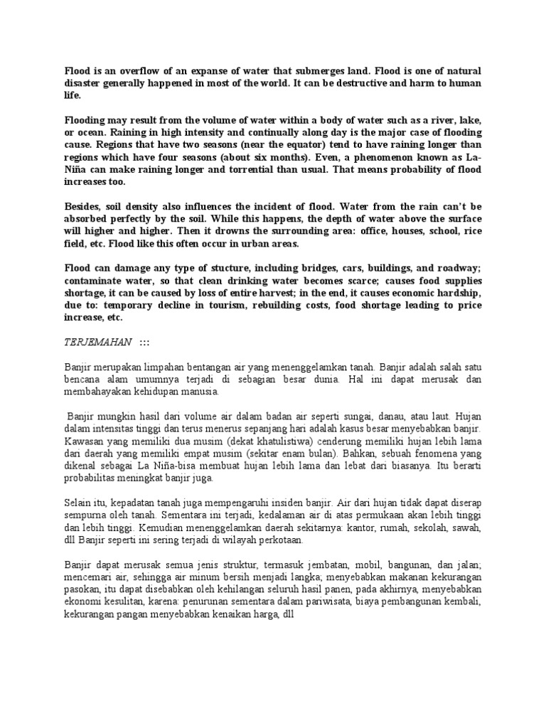 Explanation Text About Flood