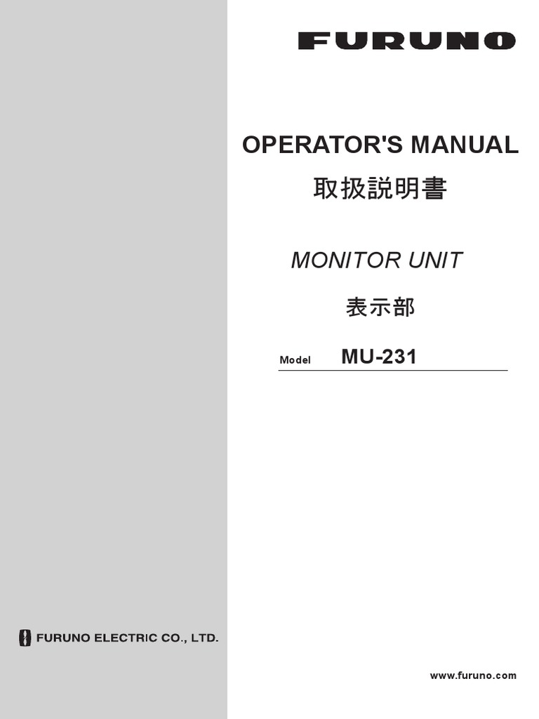 MU-231 Monitor Unit Operator Manual | PDF | Screw | Computer Monitor