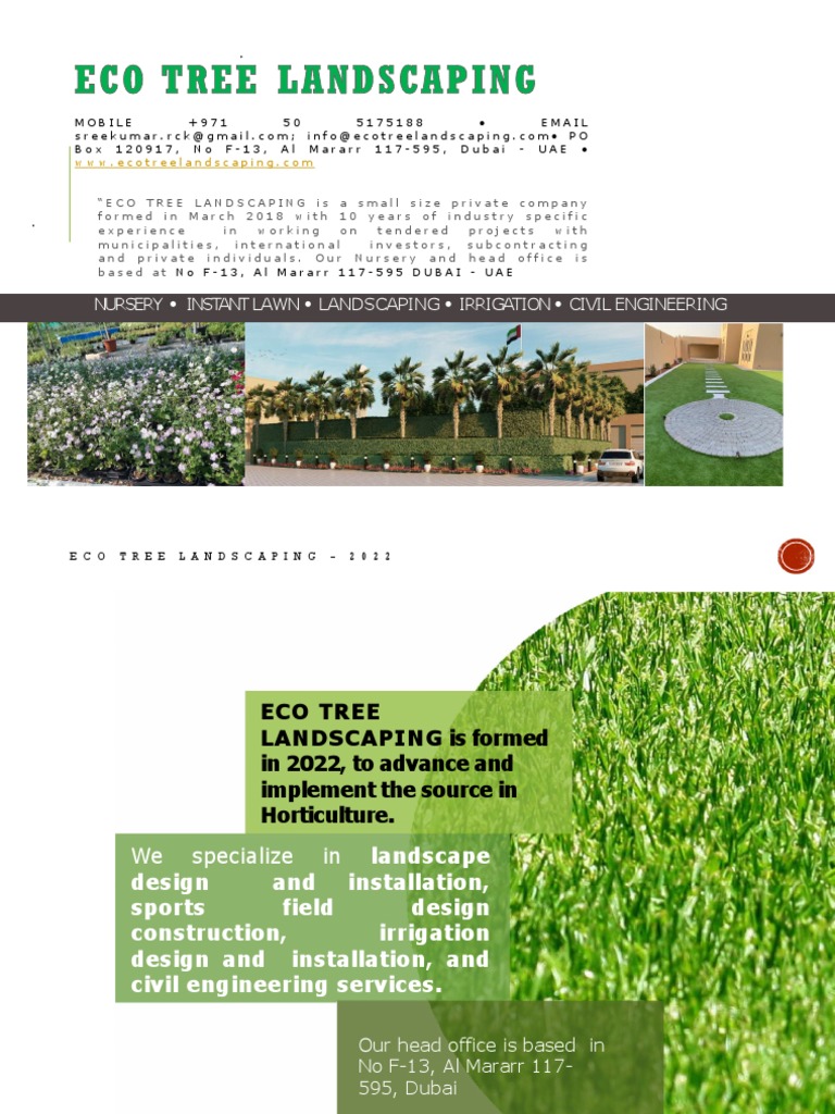 ECO TREE LANDSCAPING Company Profile PDF Irrigation Customer