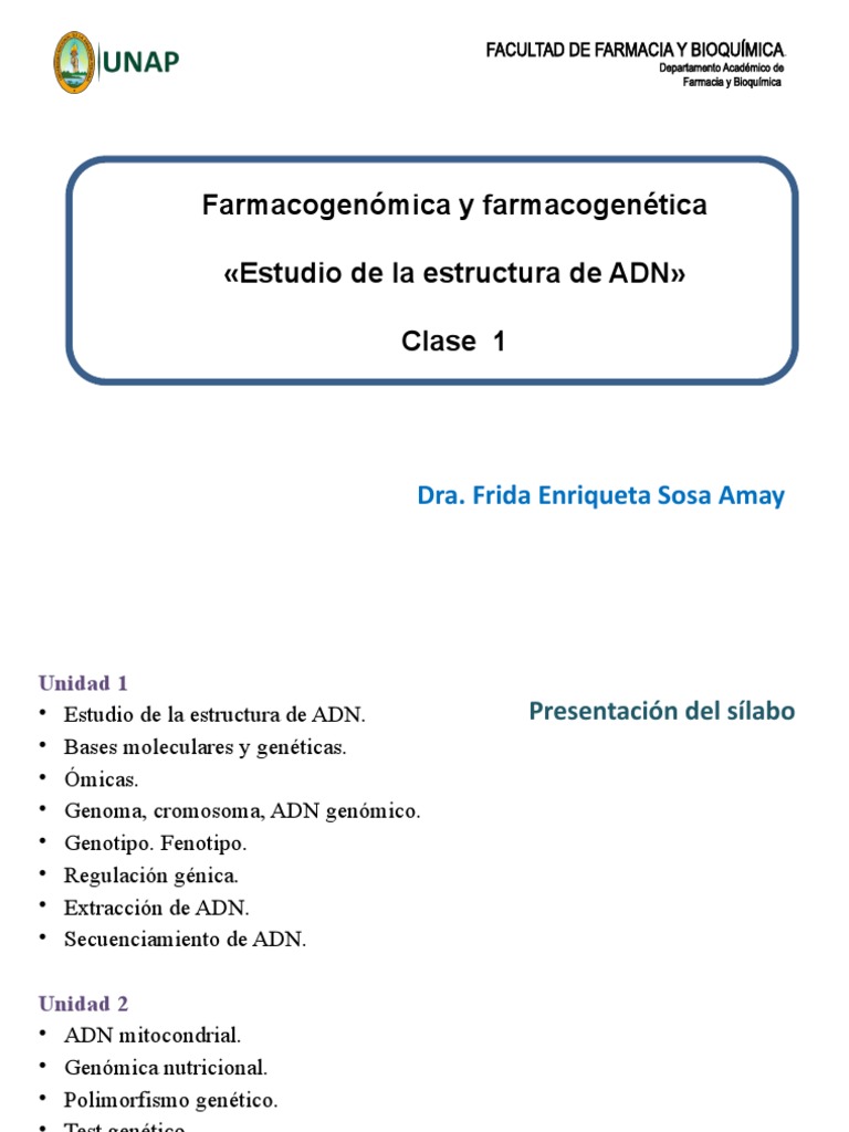 Presentación 1 Farmacogenómica 1 PDF Rna Adn