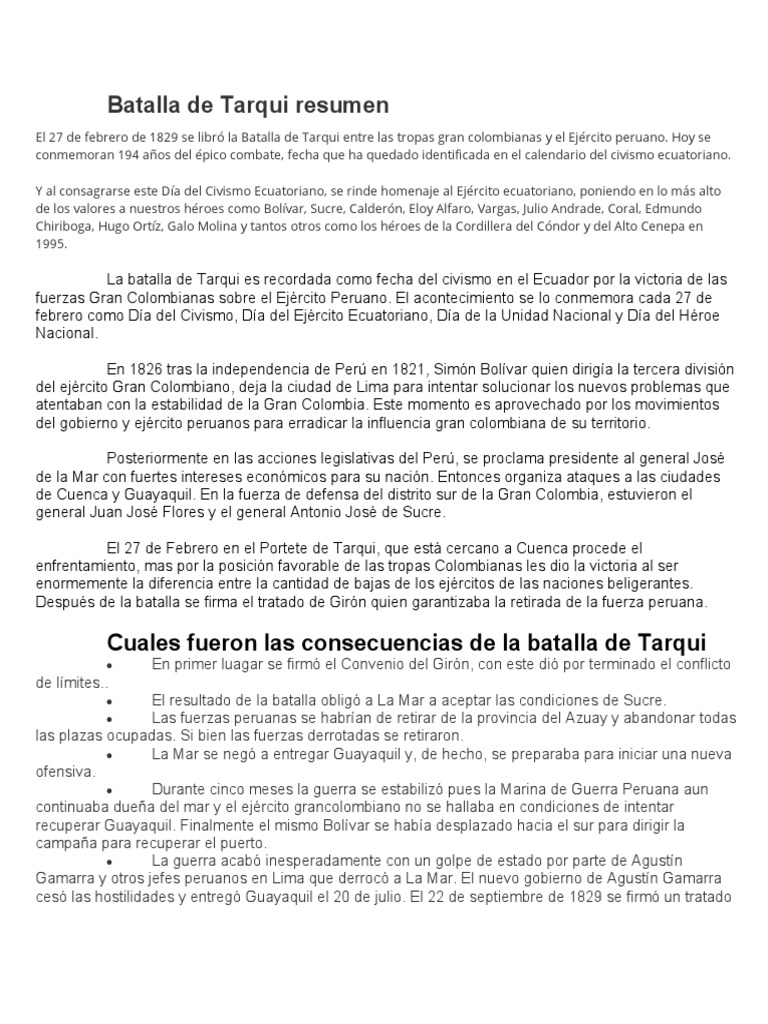 Batalla de Tarqui | PDF | America latina | América del Sur