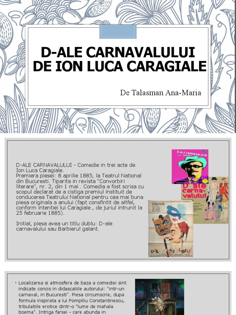 D ale Carnavalului Rezumat D-Ale Carnavalului de Ion Luca Caragiale | PDF