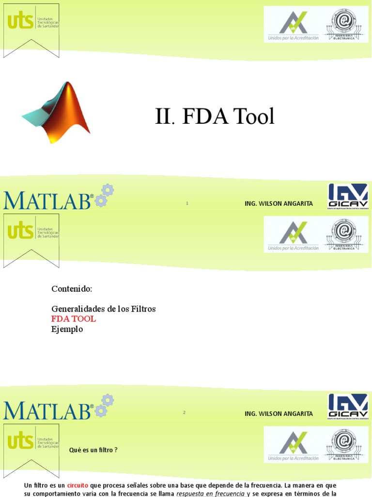Presentacion MATLAB - FDATOOL | PDF | Filtro electronico | Ingeniería ...