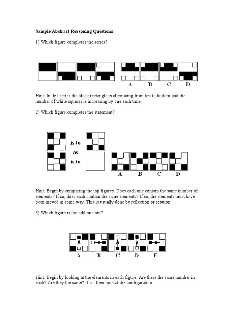Sample Abstract Reasoning Questions