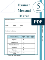 5to Grado - Examen Mensual Marzo (2019-2020)