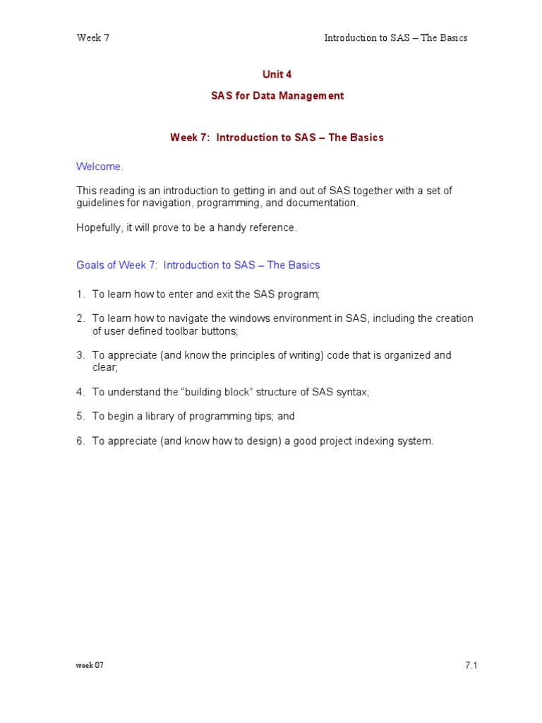 Introduction to SAS Basics Guide | PDF | Sas (Software) | Computer File