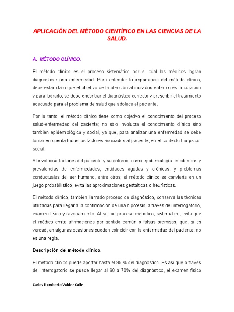 Ejemplos De Método Científico Para Niños Pdf Diagnostico Medico 
