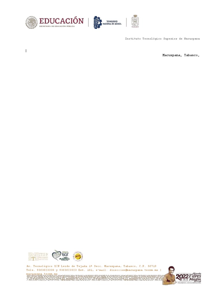 Hoja Membretada 2022 Campus ITD Macuspana | PDF