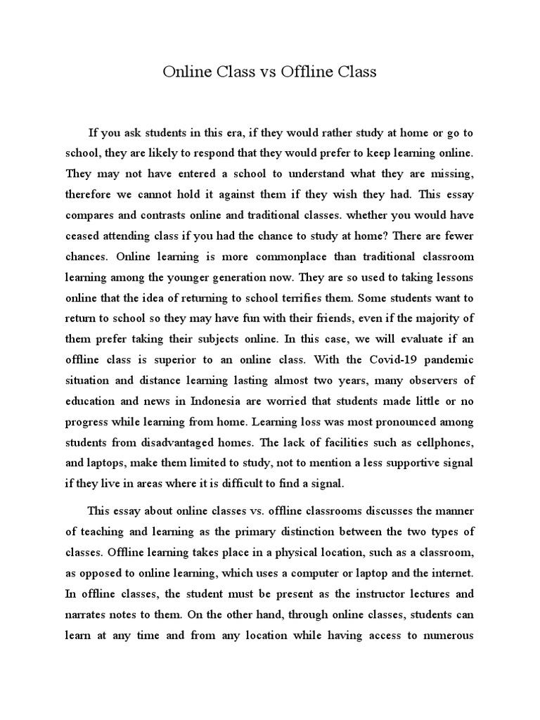 Online vs Offline Class Debate | PDF | Educational Technology | Online