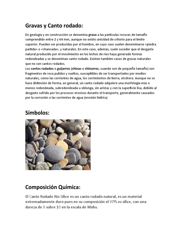 Canto Rodado: Definición y Usos | PDF | Roca (geología) | Grava
