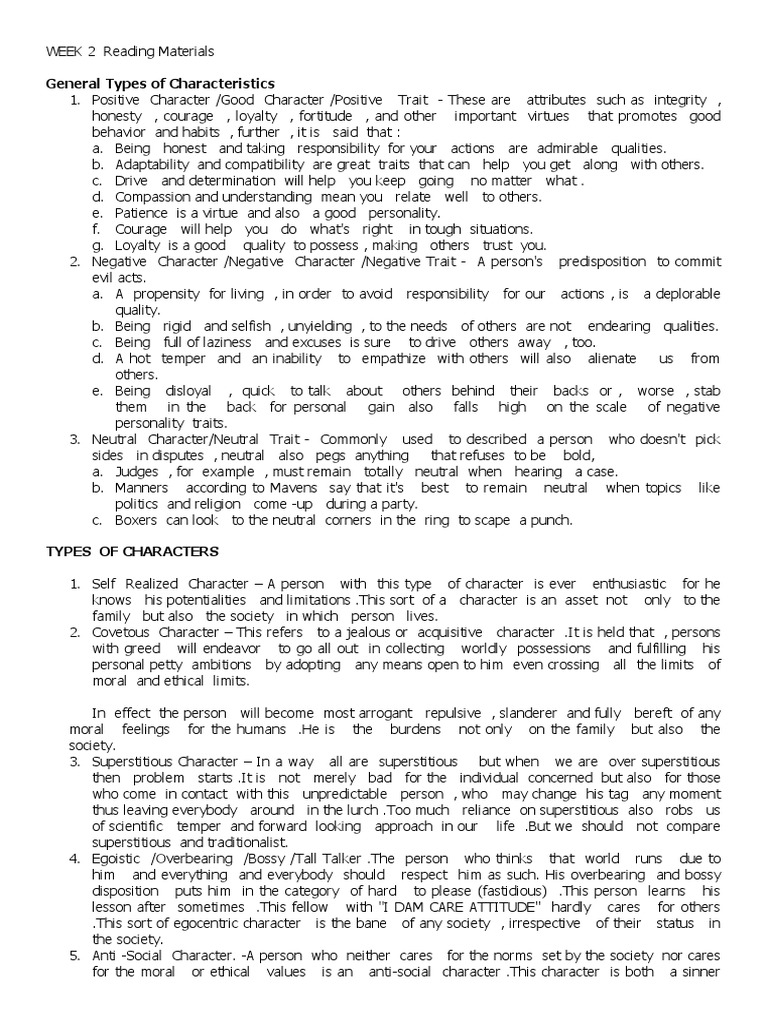 Character Traits and Types Explained | PDF | Autonomy | Courage