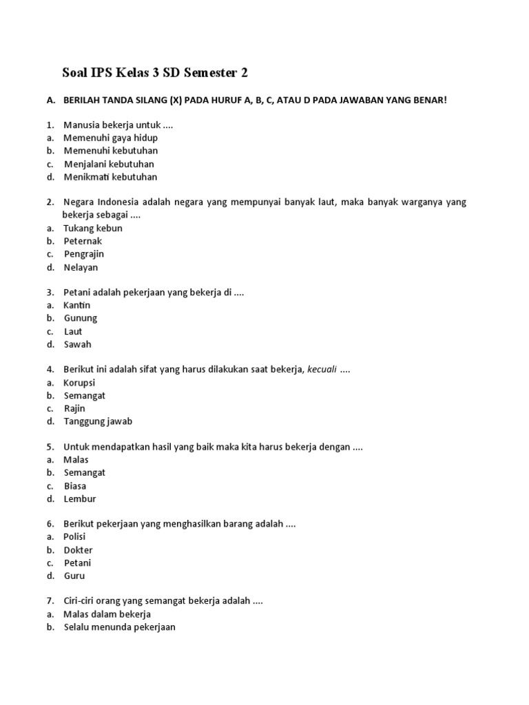 Memahami Dunia Sekitar: Latihan Soal IPS Kelas 3 SD Semester 2 yang Menyenangkan