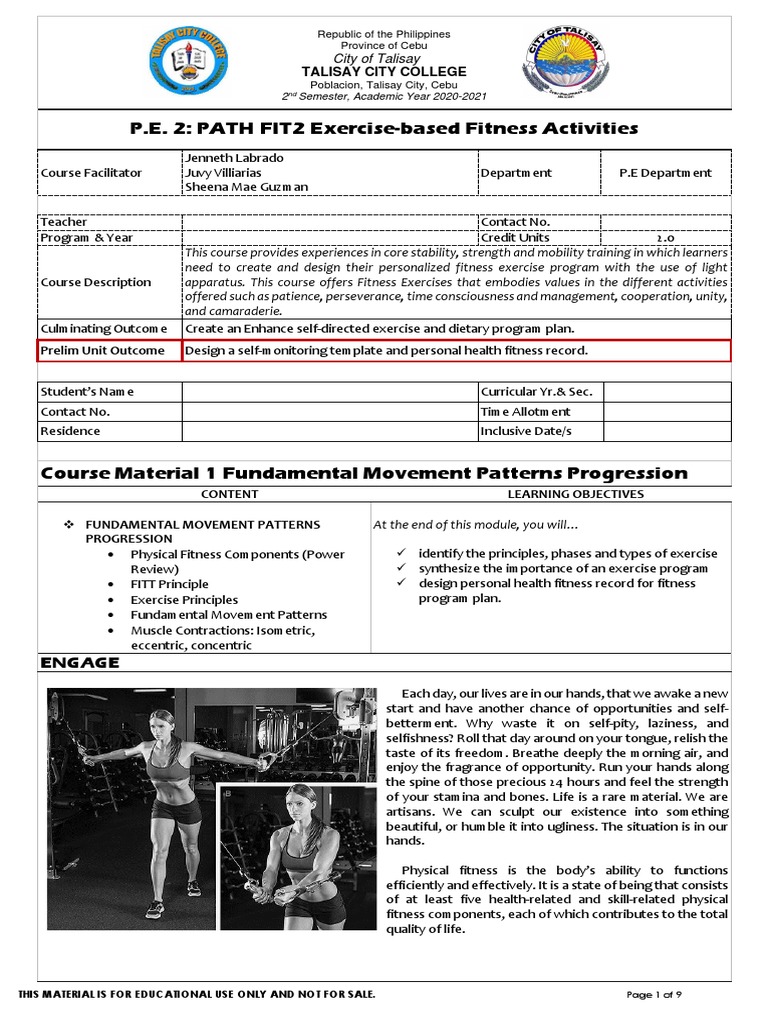 P.E 2 cm1 2022 PDF Physical Fitness Anatomical Terms Of Motion