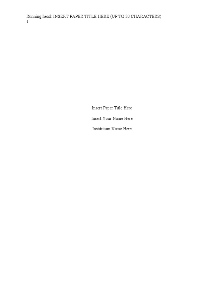 APA Template for Portfolio Cover Page | PDF