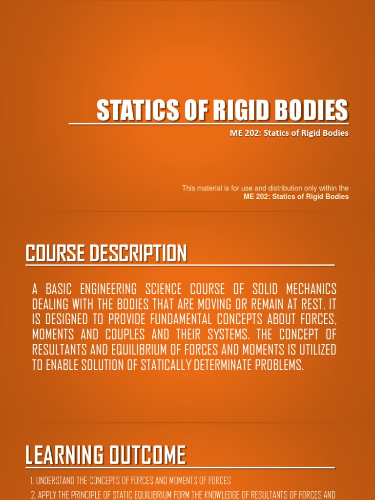 Statics of Rigid Bodies Syllabus | PDF | Force | Engineering