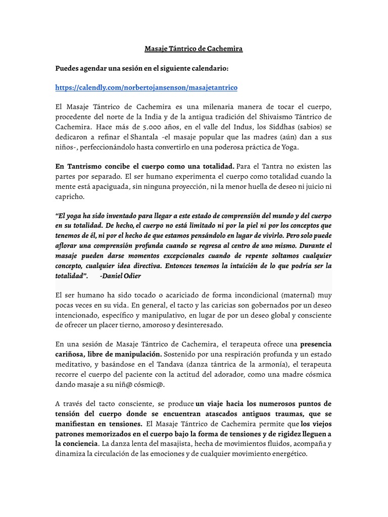 Masaje Tántrico de Cachemira: Consciencia y Placer | PDF | Masaje | Tantra