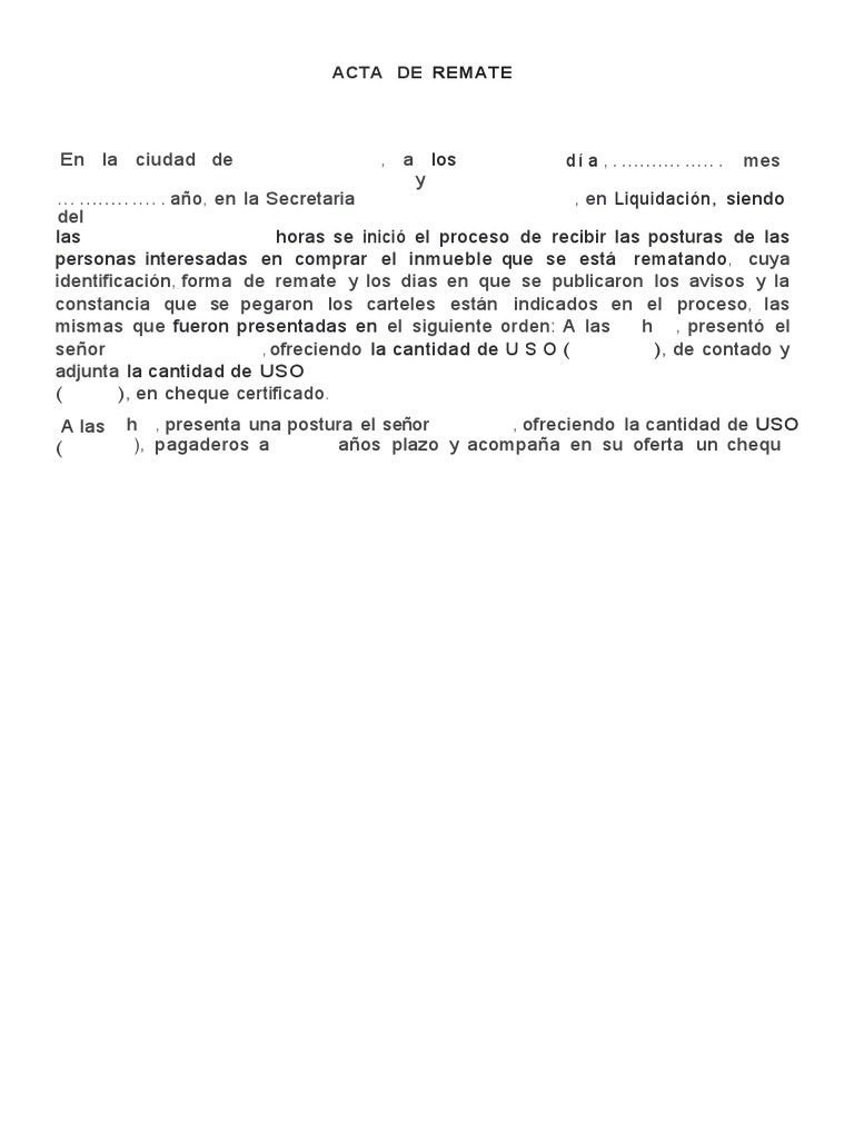 Introducir 51 Imagen Modelo De Acta De Remate Judicial De ...