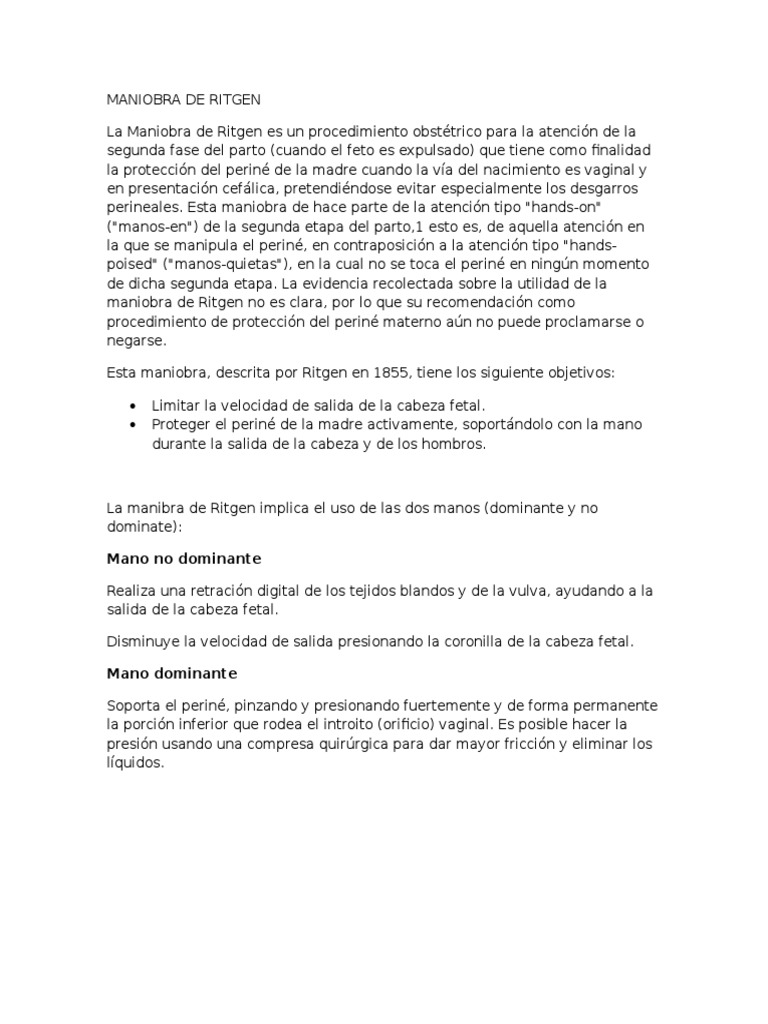 Maniobra de Ritgen | PDF | Parto | Reproducción humana