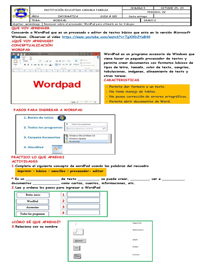 Introducción a WordPad para Niños | PDF