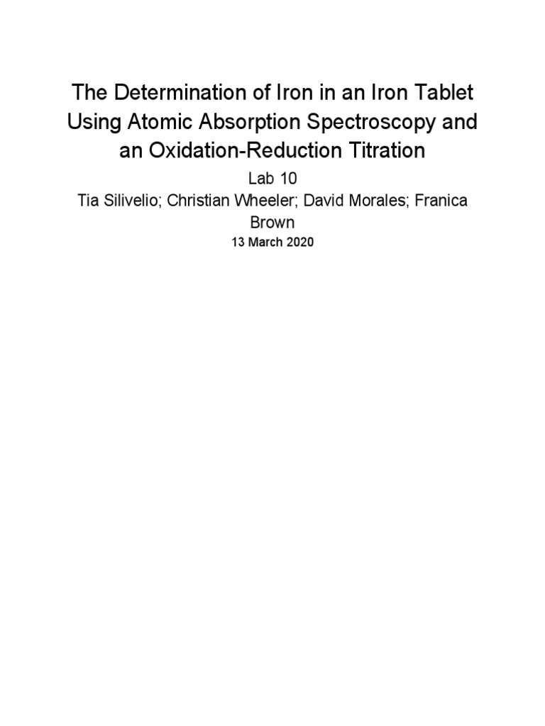 Lab 10 Report PDF Absorption Spectroscopy Atomic Absorption