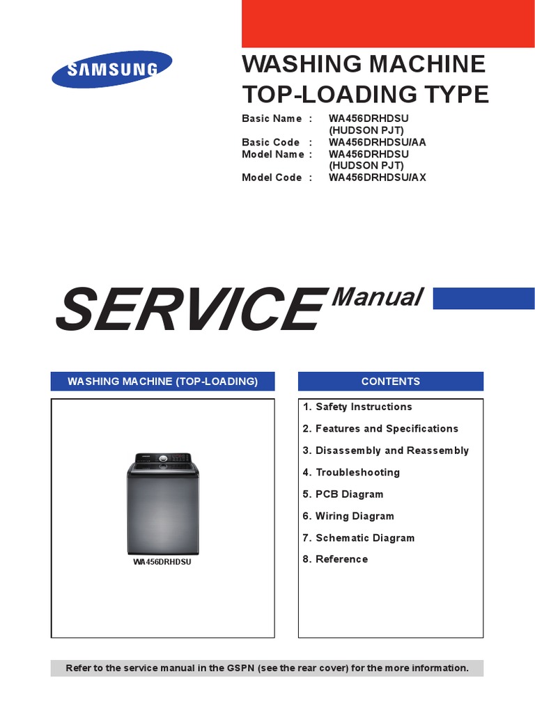 Service Washing Machine TopLoading Type PDF Washing Machine