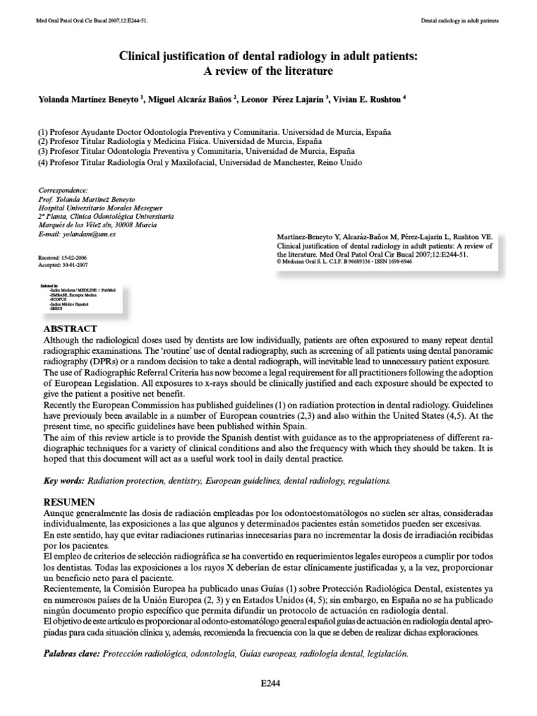 Ref 2 Clinical Justification of Dental Radiology in Adult Patients A