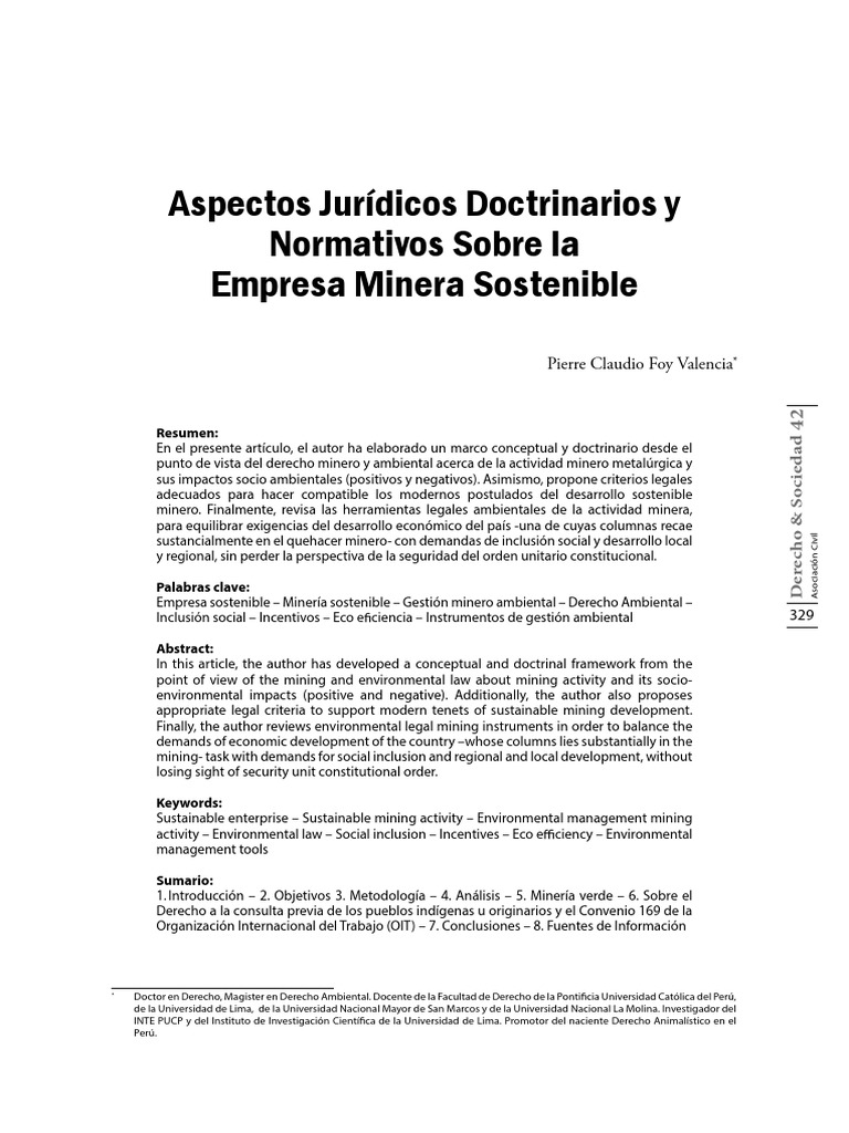 Aspectos Jurídicos Doctrinarios y Normativos Sobre La Empresa Minera ...