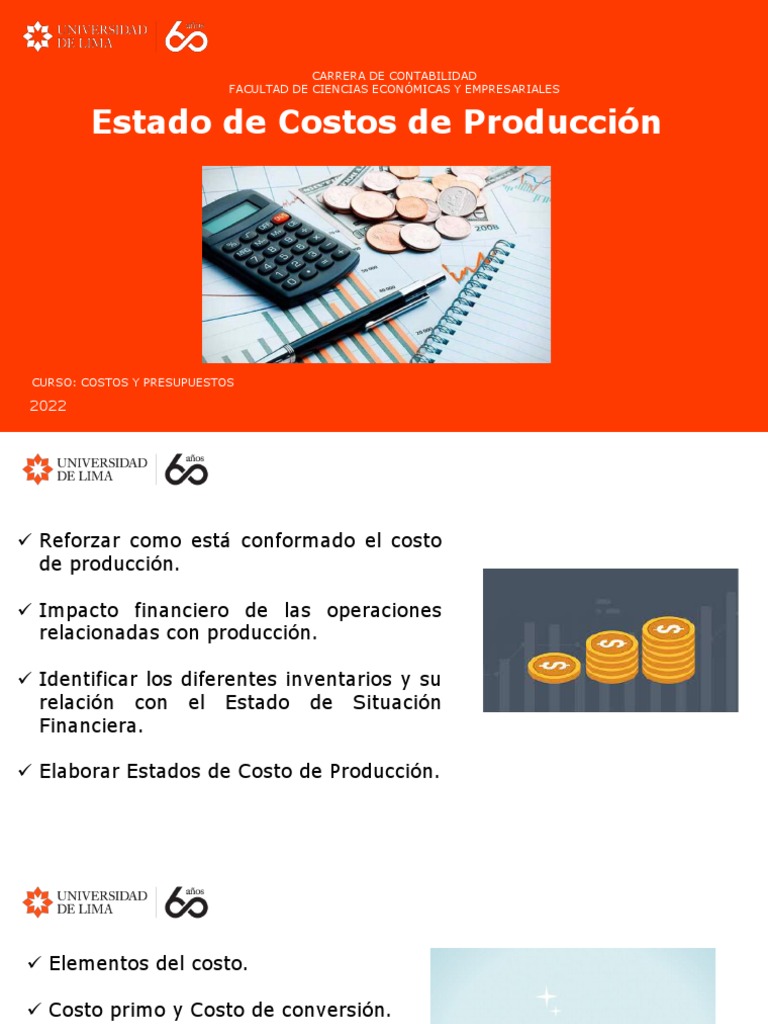 Estado de Costos de Producción 2022 | PDF | Costo | Inventario