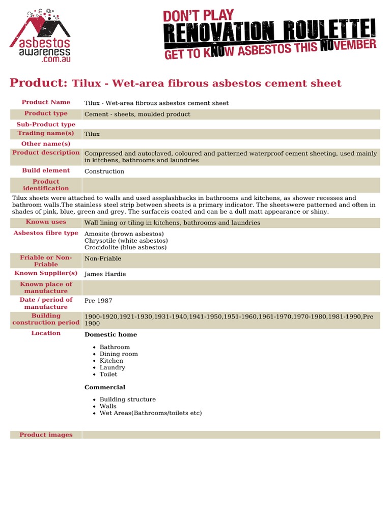 Tilux Asbestos Cement Sheeting Overview | PDF | Asbestos | Bathroom