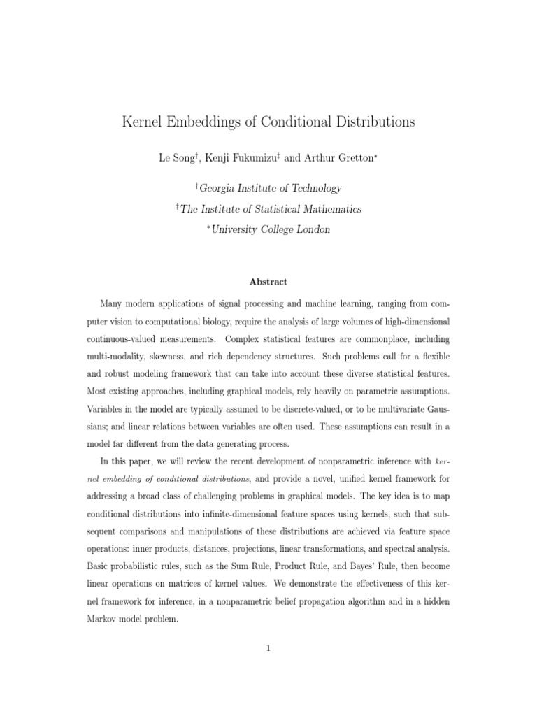 Kernel embeddings of conditional distributions pdf probability